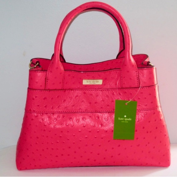 NEW $428 Kate Spade New York Provence Pink Bag Ostrich Leather Desert Rose - Picture 6 of 7